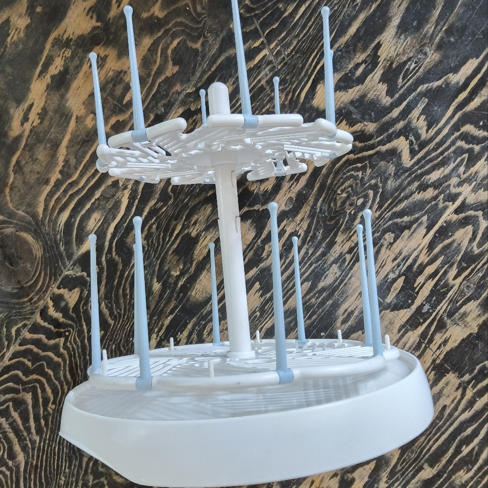 Adjustable 2-tier White and Blue Bottle Drying Ra